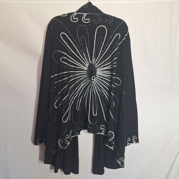 Maggie Womens Open Front Cardigan Embroidered Lightweight Whimsigoth Boho 5X - Picture 7 of 12